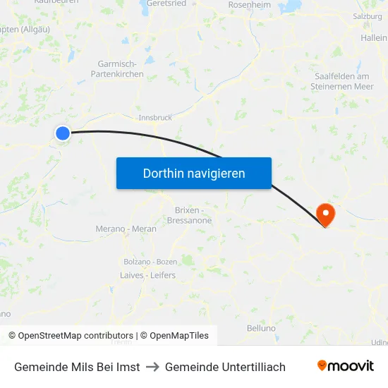 Gemeinde Mils Bei Imst to Gemeinde Untertilliach map