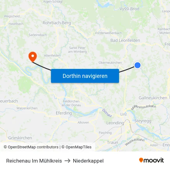 Reichenau Im Mühlkreis to Niederkappel map