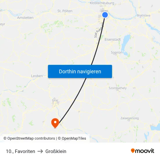 10., Favoriten to Großklein map