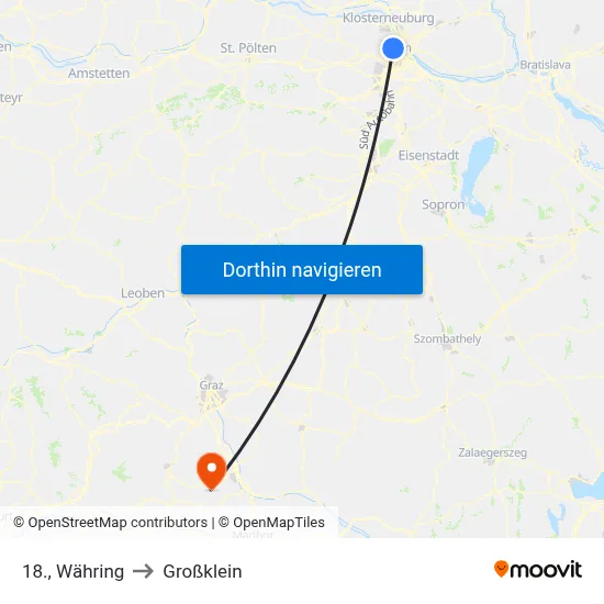 18., Währing to Großklein map
