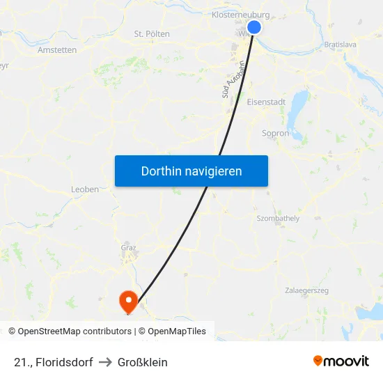 21., Floridsdorf to Großklein map