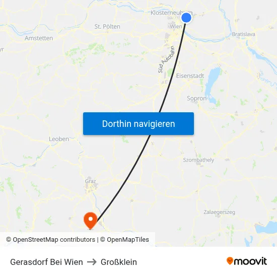 Gerasdorf Bei Wien to Großklein map