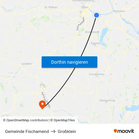 Gemeinde Fischamend to Großklein map