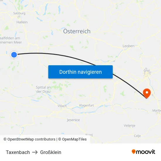 Taxenbach to Großklein map