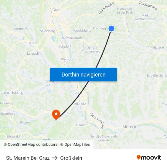 St. Marein Bei Graz to Großklein map