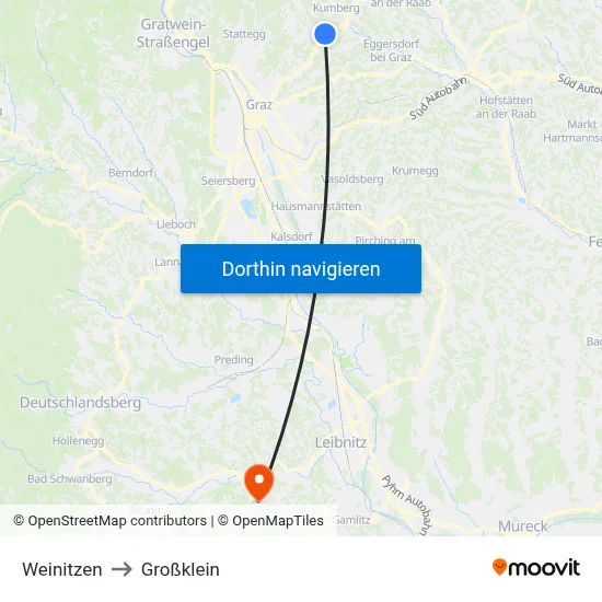 Weinitzen to Großklein map