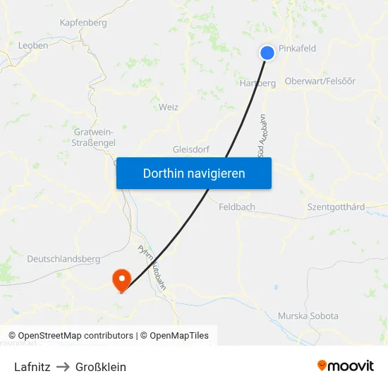 Lafnitz to Großklein map