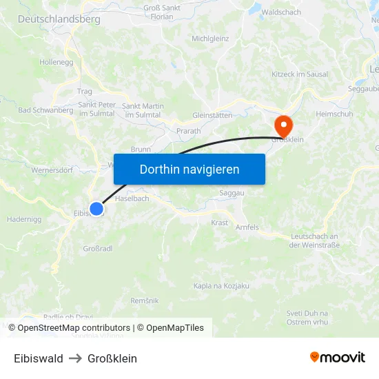 Eibiswald to Großklein map