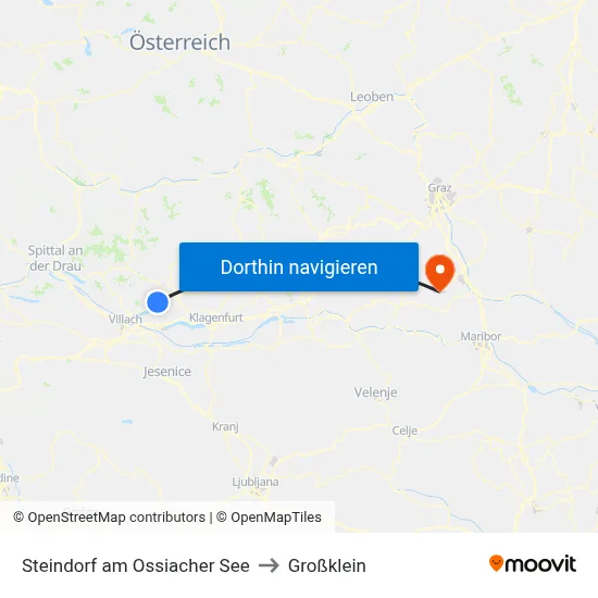 Steindorf am Ossiacher See to Großklein map