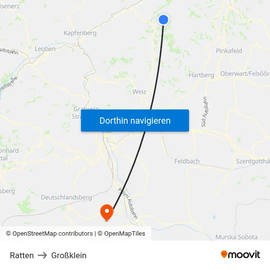 Ratten to Großklein map