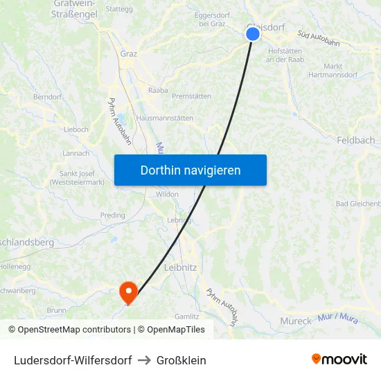 Ludersdorf-Wilfersdorf to Großklein map