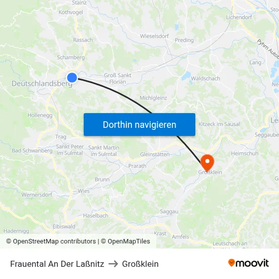 Frauental An Der Laßnitz to Großklein map