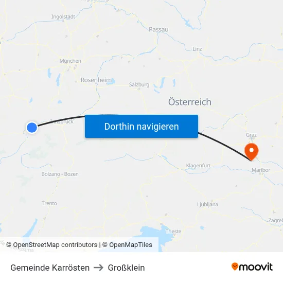 Gemeinde Karrösten to Großklein map