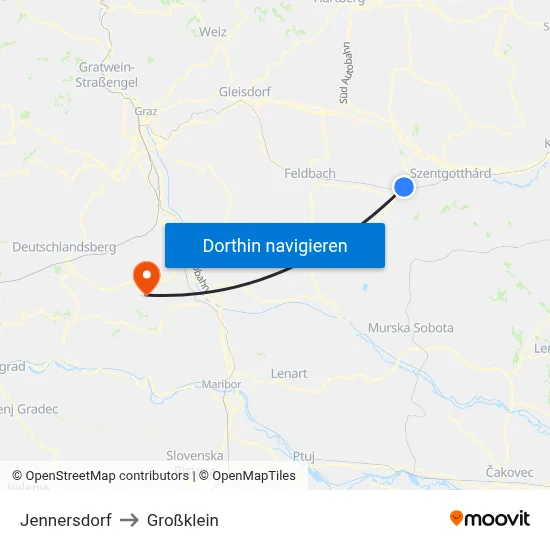 Jennersdorf to Großklein map
