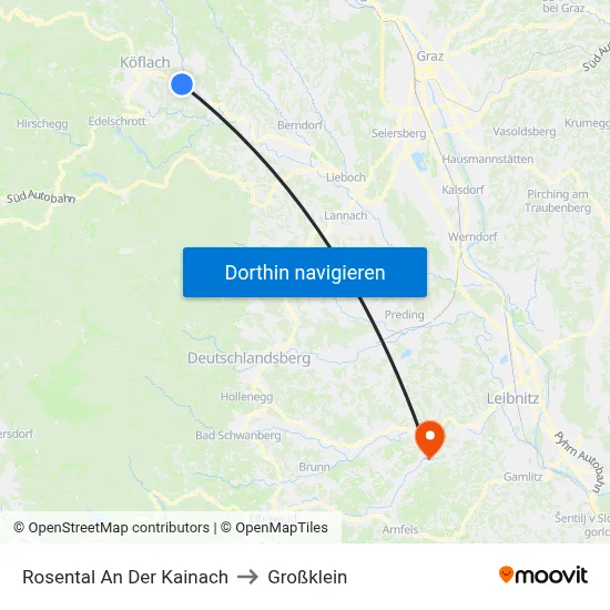 Rosental An Der Kainach to Großklein map