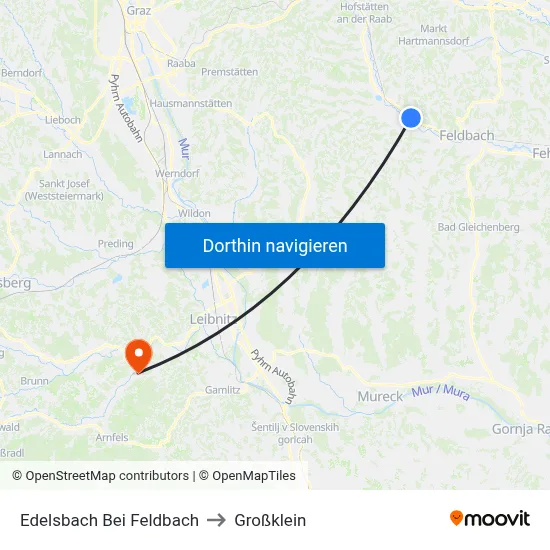 Edelsbach Bei Feldbach to Großklein map
