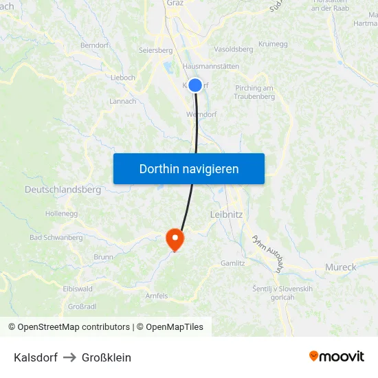 Kalsdorf to Großklein map