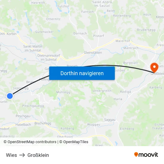 Wies to Großklein map