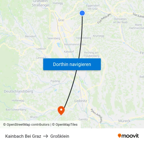 Kainbach Bei Graz to Großklein map
