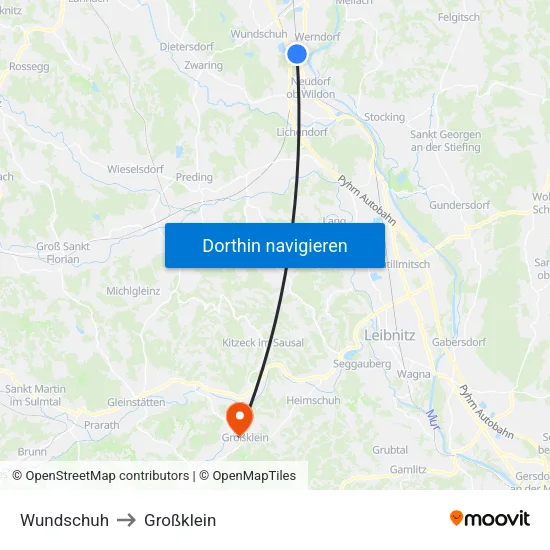 Wundschuh to Großklein map