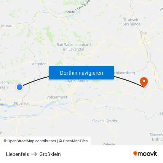 Liebenfels to Großklein map