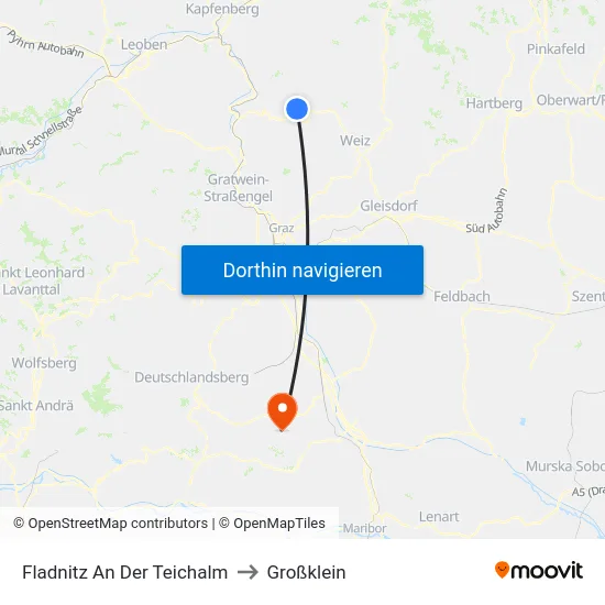Fladnitz An Der Teichalm to Großklein map