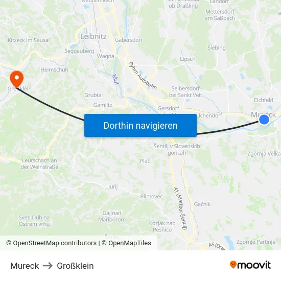 Mureck to Großklein map
