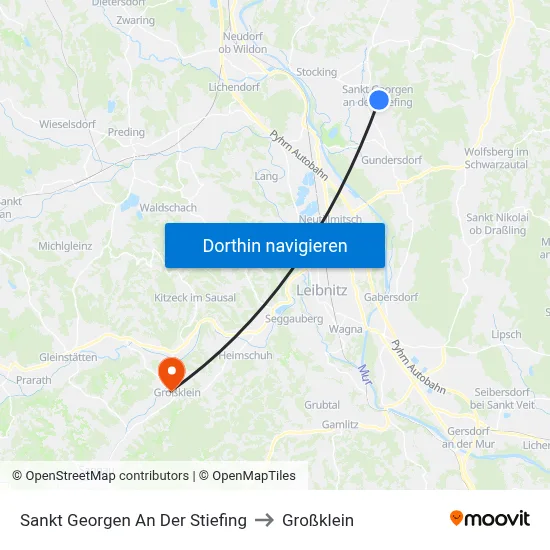 Sankt Georgen An Der Stiefing to Großklein map