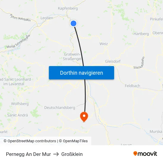 Pernegg An Der Mur to Großklein map