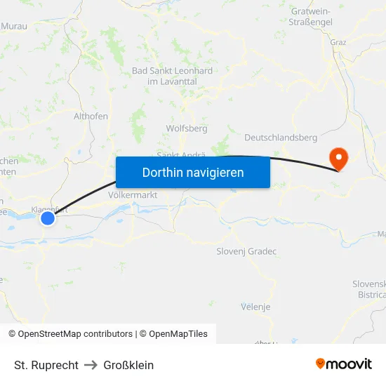 St. Ruprecht to Großklein map