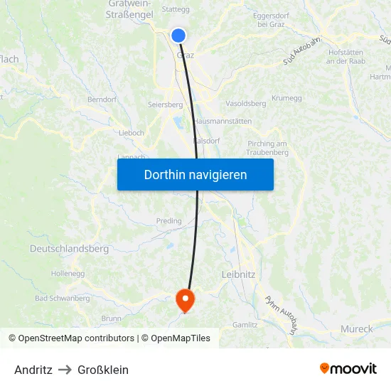 Andritz to Großklein map