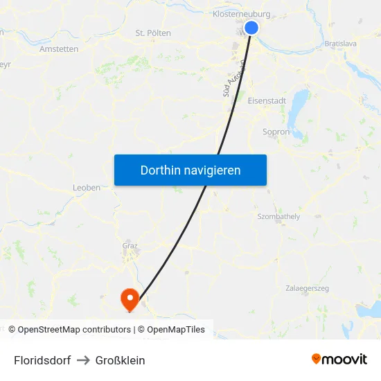 Floridsdorf to Großklein map