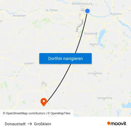 Donaustadt to Großklein map
