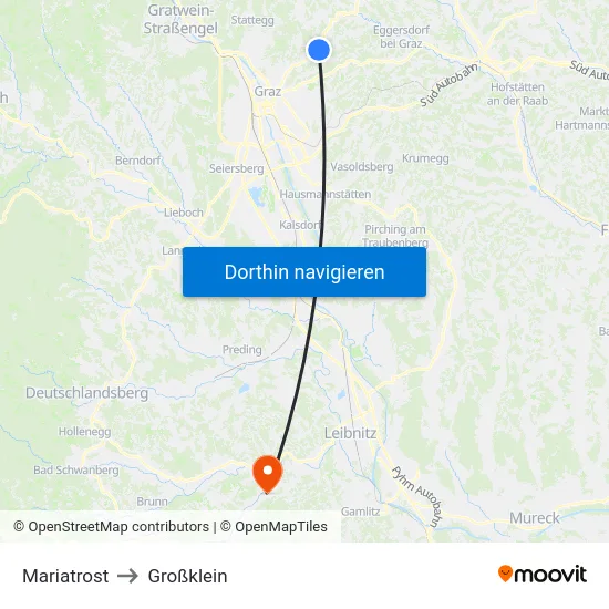 Mariatrost to Großklein map