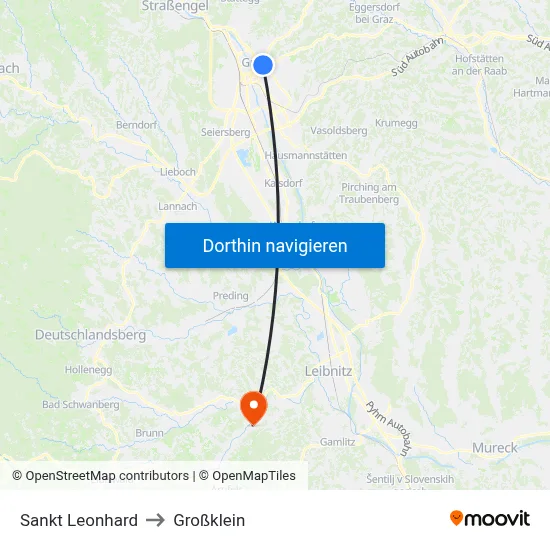 Sankt Leonhard to Großklein map