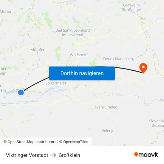 Viktringer Vorstadt to Großklein map