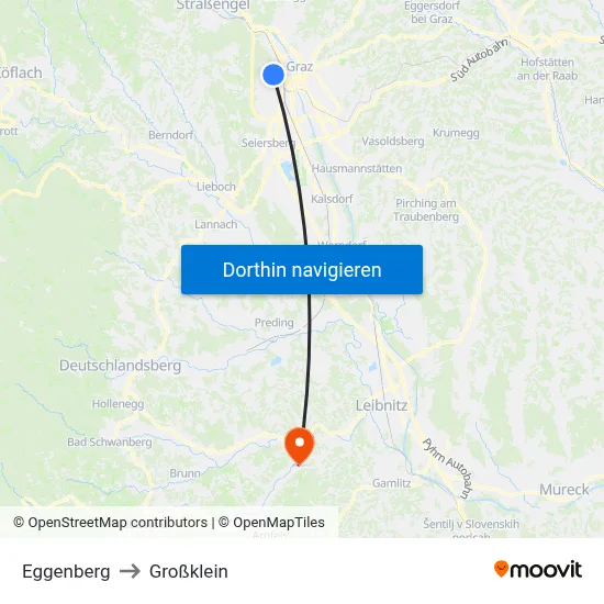 Eggenberg to Großklein map