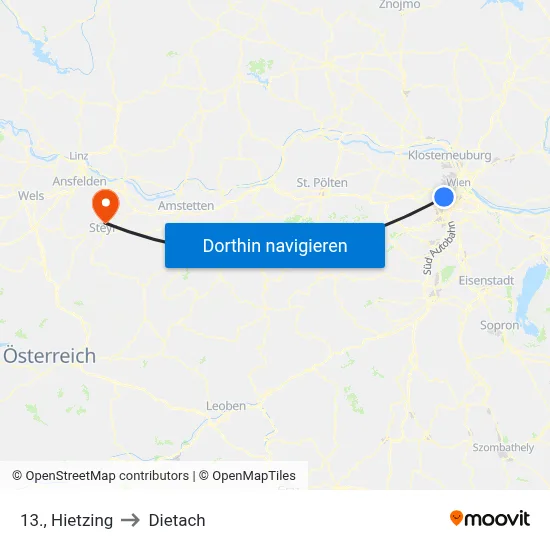13., Hietzing to Dietach map