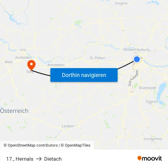 17., Hernals to Dietach map