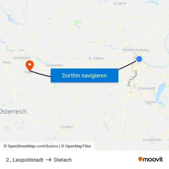 2., Leopoldstadt to Dietach map