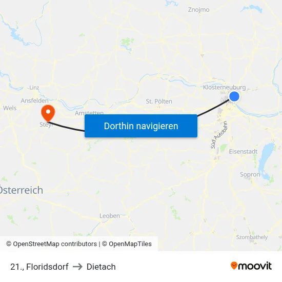 21., Floridsdorf to Dietach map