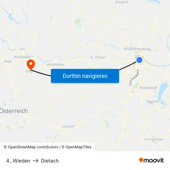 4., Wieden to Dietach map