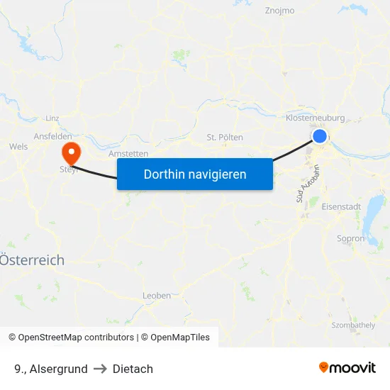 9., Alsergrund to Dietach map