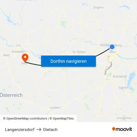 Langenzersdorf to Dietach map