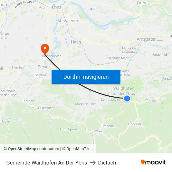 Gemeinde Waidhofen An Der Ybbs to Dietach map