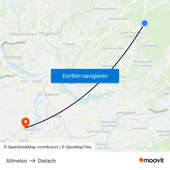 Altmelon to Dietach map