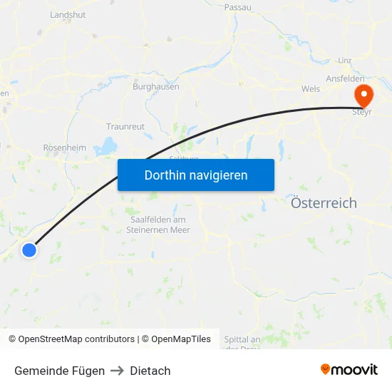 Gemeinde Fügen to Dietach map