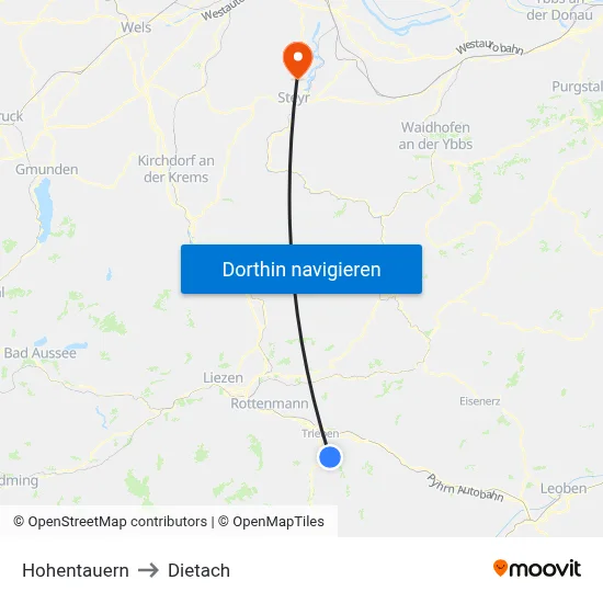 Hohentauern to Dietach map