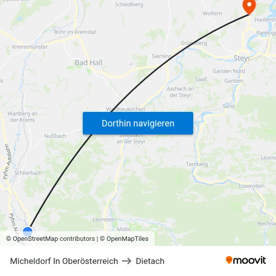 Micheldorf In Oberösterreich to Dietach map