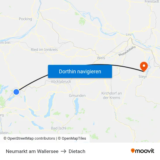 Neumarkt am Wallersee to Dietach map